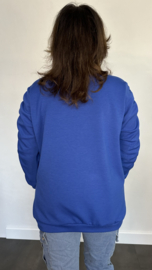 Sweater met gesmokte mouwen kobalt
