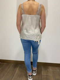 Hemd satijnlook met kant zand SALE