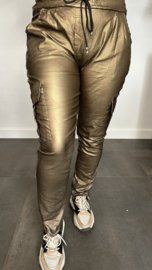 Cargo joggjeans leatherlook coating brons