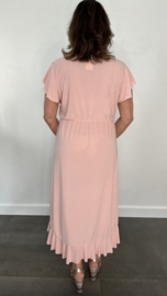 Stretch overslag jurk roze