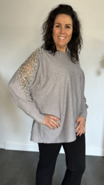 Trui Melany parels & glitters grijs
