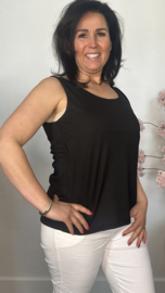 Hemd met brede schouderband ribbel Zwart