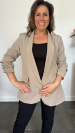 Blazer Marjan met gesmokte mouw taupe