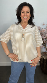 Top Mira gestreept + ketting Zand