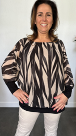 Blouse met boord lange mouw +Size Extra Bamboe zwart