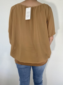 Blouse met boord korte mouw +SIZE camel