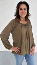 Ballon shirt travel met elastiek taupe