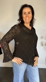 Kanten blouse Tara met stretch Zwart
