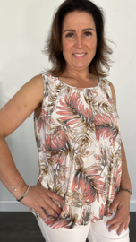 Ballon top old leaves ecru