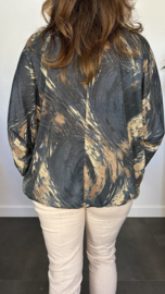 Glitter top met elastiek waves marine