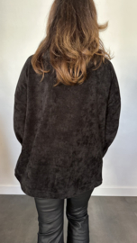 Baby rib vest met rits & capuchon +Size zwart