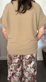 Top met knoop Sparkle Taupe