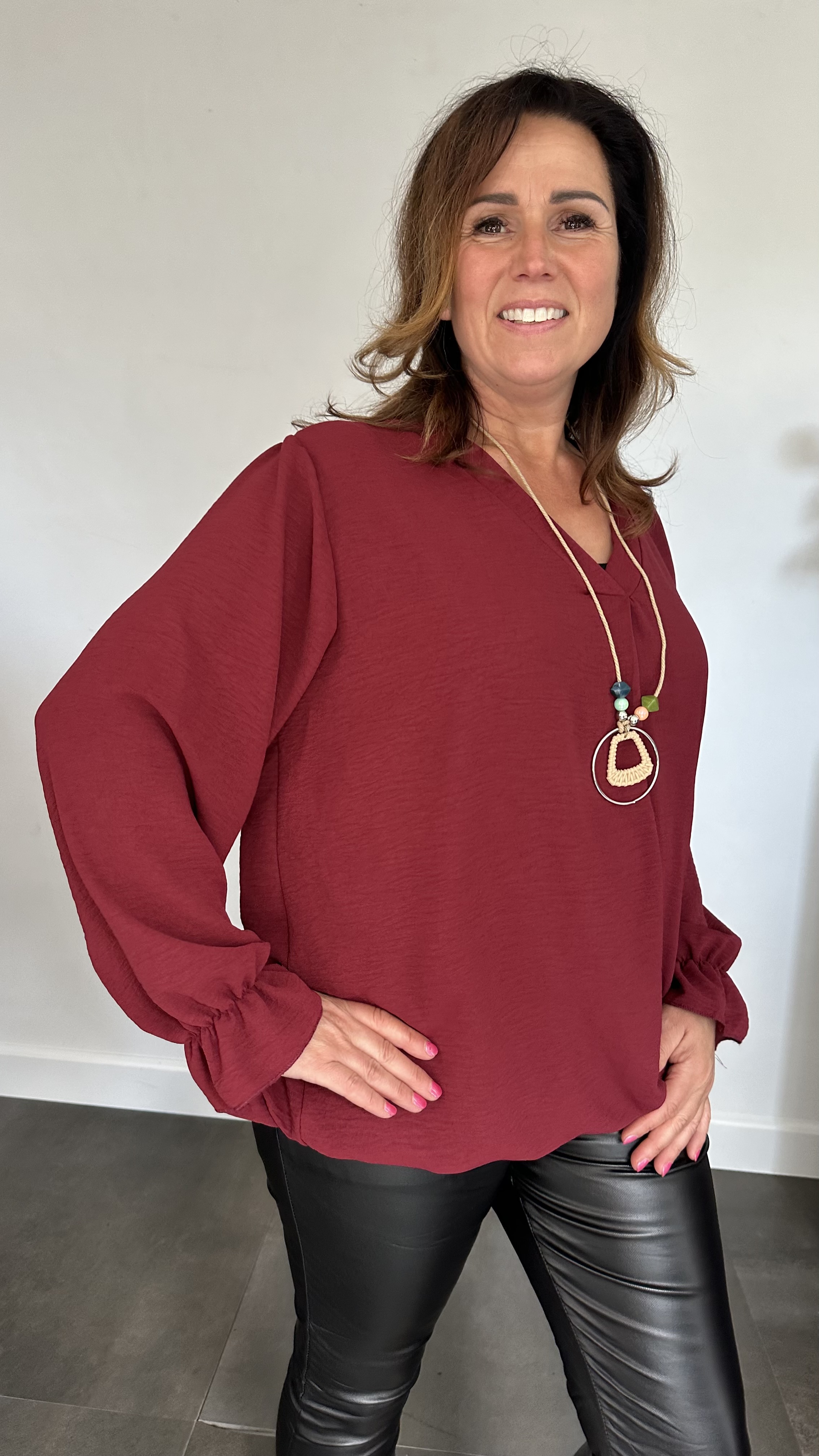 Top Maya lange mouw +SIZE bordeaux