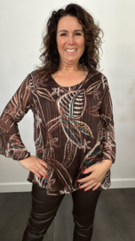Voile blouse Oriana leaves Choco