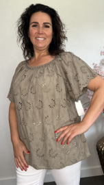 Broderie blouse Olivia Taupe
