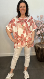 Gebloemd shirt Vera met ketting Roze