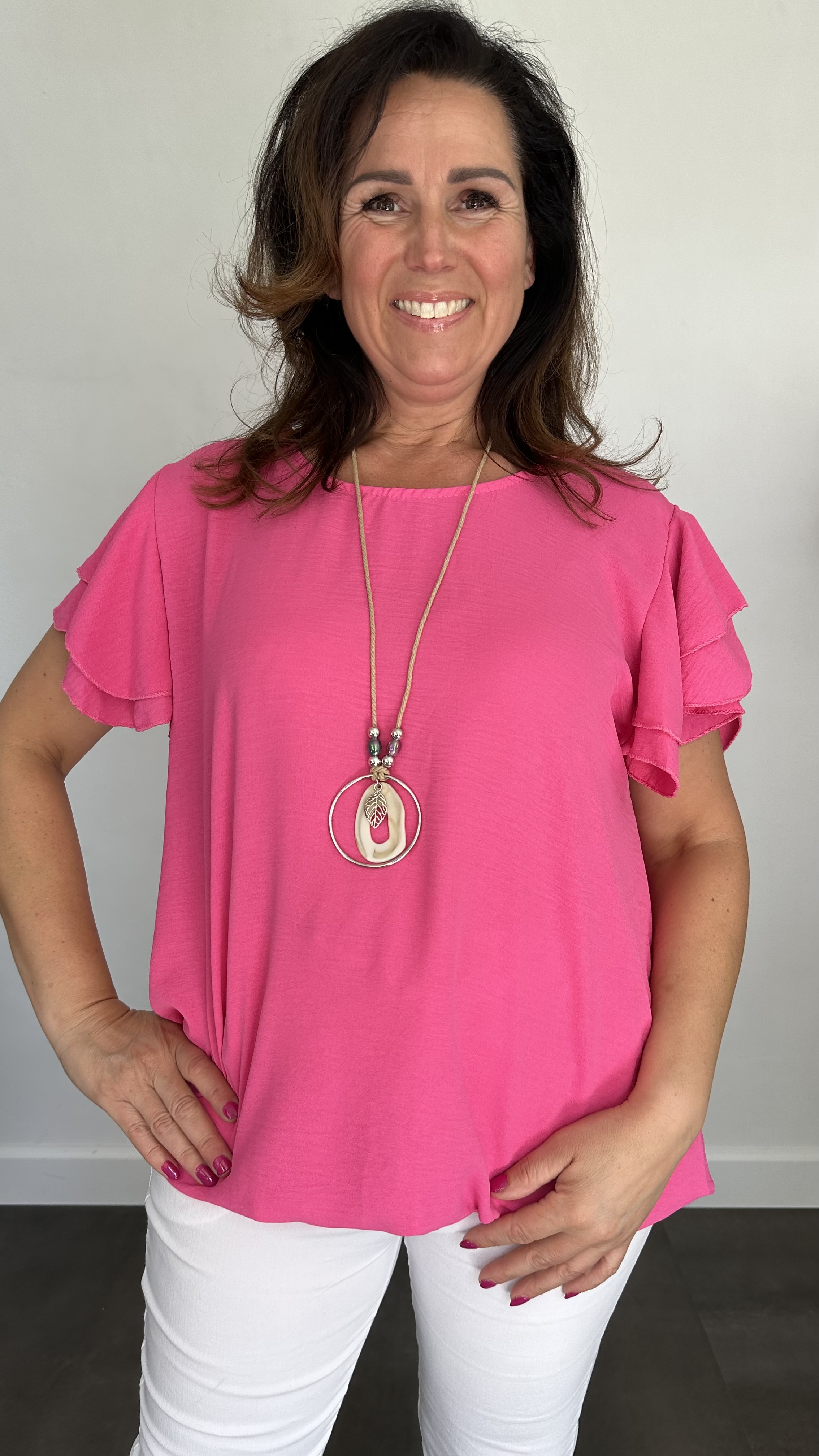 Shirt Celine met ketting fuchsia +SIZE