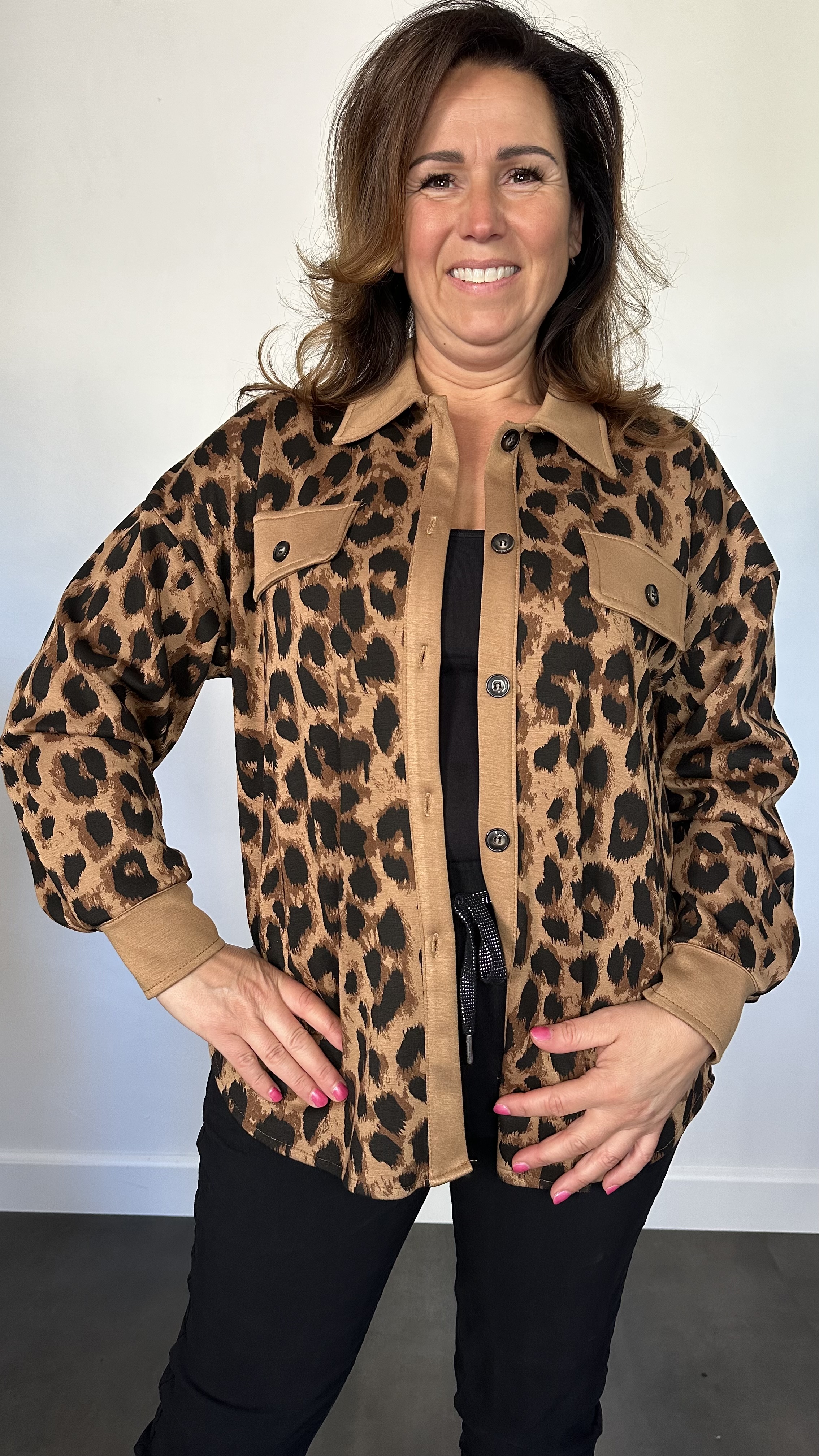 Blouse/ jasje panter camel