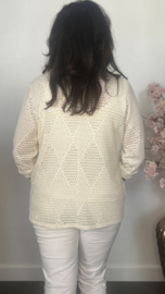 Opengewerkte blazer Ecru