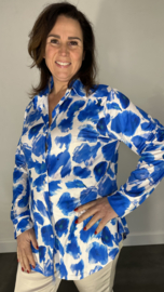 Stretch blouse travel furry spots kobalt