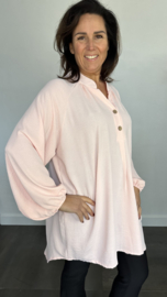 Tuniek met knoopjes crepe +SIZE roze