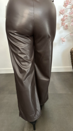 Lederlook pantalon natasja Choco
