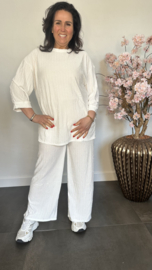 2-Delig comfy pak ribbel Roomwit SALE