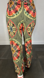 Plisse broek met wijde pijp tie dye army SALE