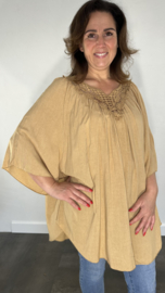 Tuniek/ blouse chantal met kant camel+SIZE SALE