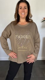 Sweater glitter j'adore taupe