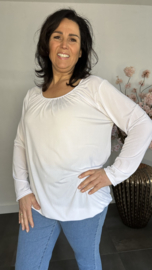 Ballon shirt travel met elastiek wit