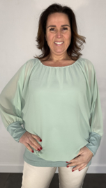 Blouse met boord lange mouw licht groen