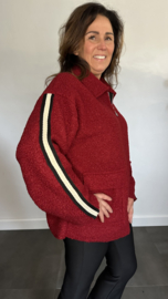 Korte teddy jas met bies en rits Bordeaux