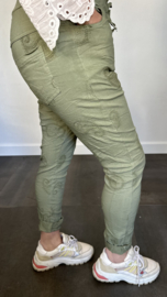 Joggjeans paisley geborduurd army