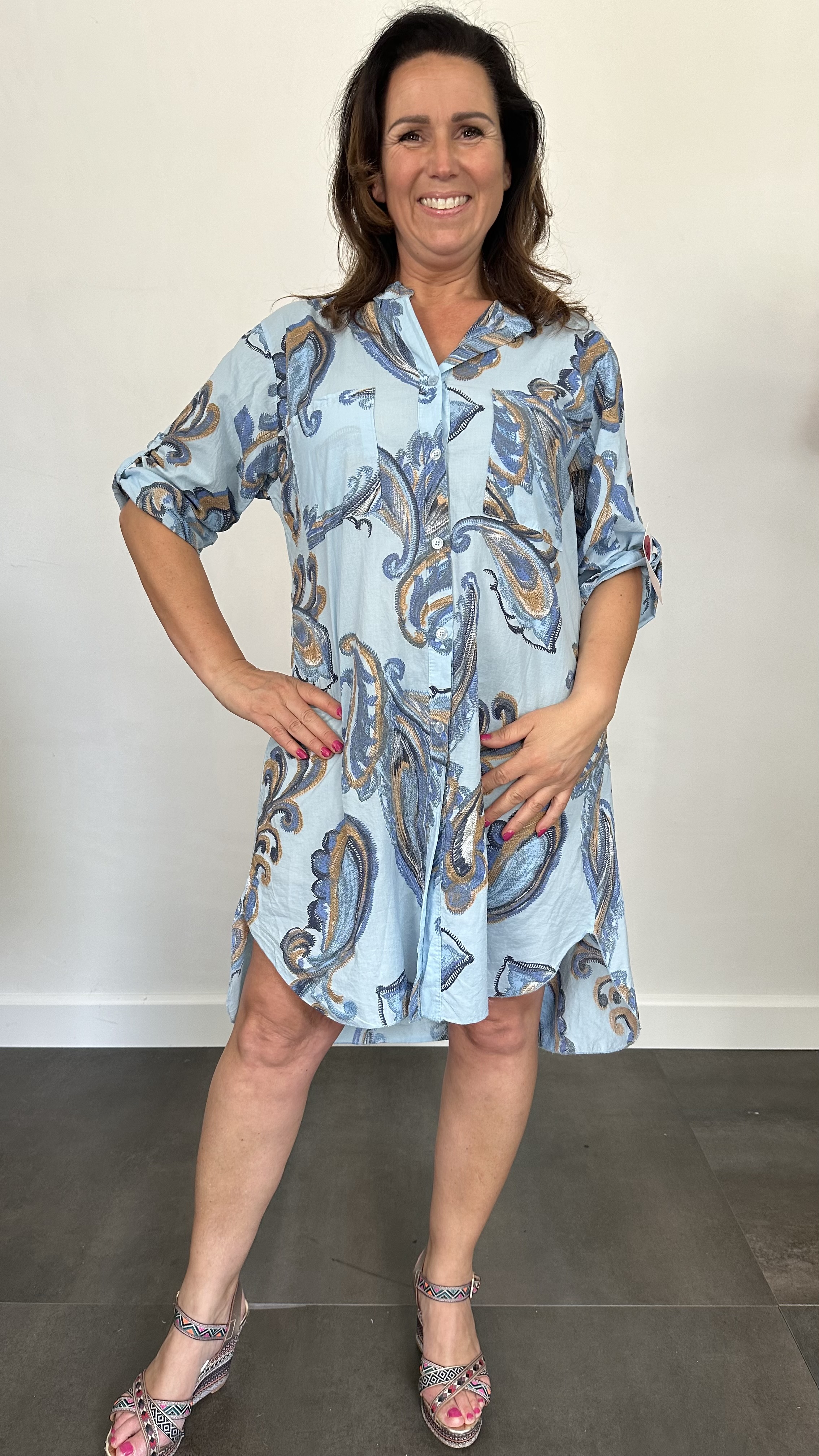 Blouse/jurk Sanne paisley licht blauw