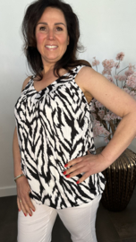 Ballon top met V-hals Scratched zebra zwart
