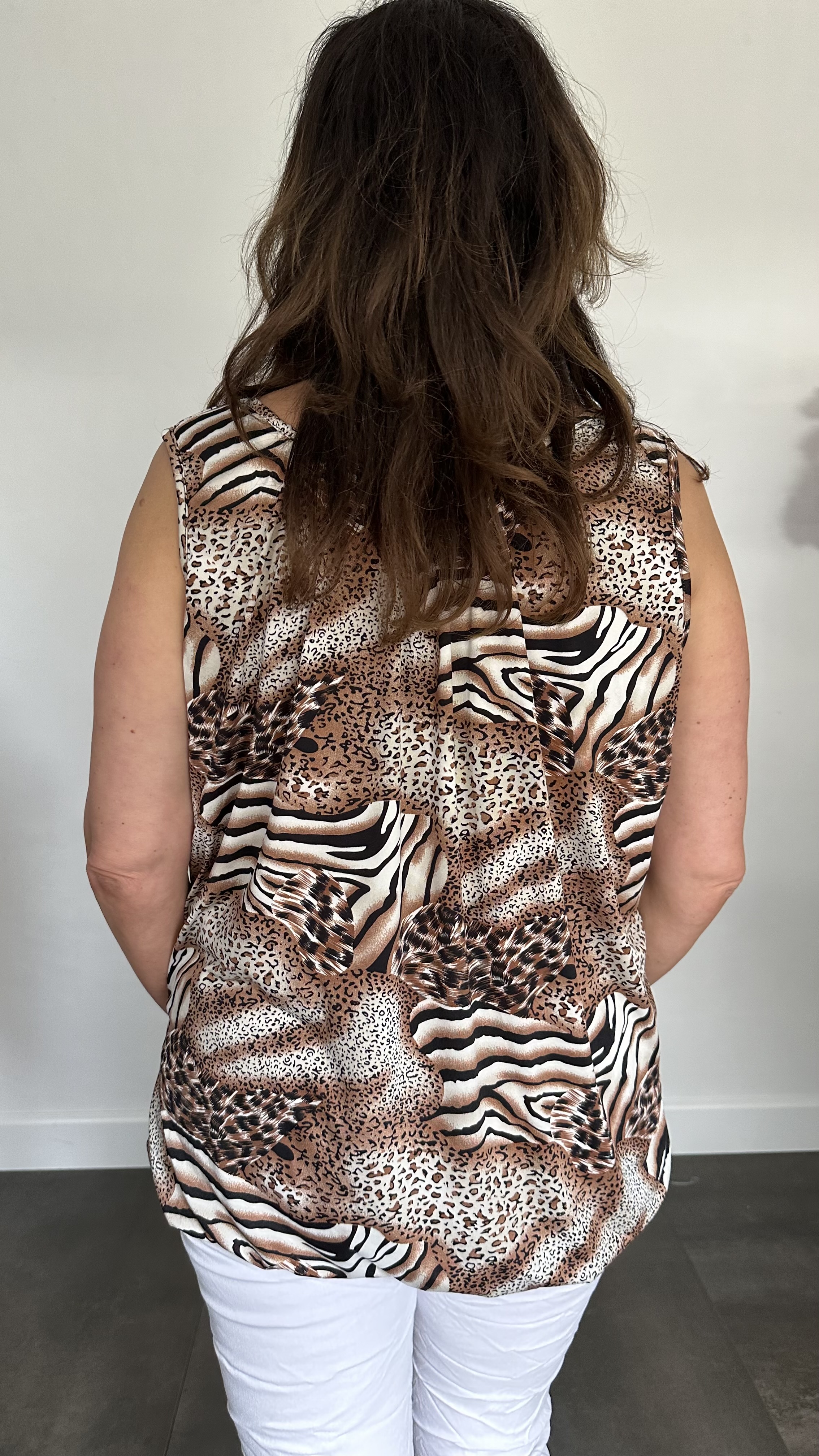 Ballon top panter zebra mix bruin
