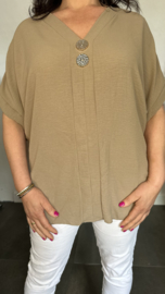Shirt Kiki met knopen Taupe