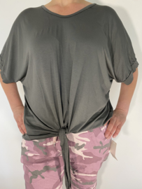 T-shirt met knoop d. grijs