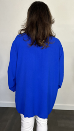 Lange top met gesmokte mouw +SIZE kobalt
