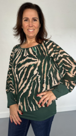 Blouse met boord tijger d. groen