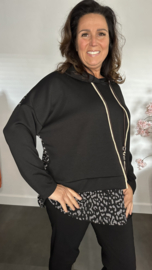 Sweater met capuchon /Panter Zwart