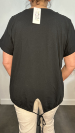 T_shirt met geborduurde bloemen Zwart
