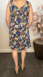 Jurkje met V-hals Graphic grijs/blauw