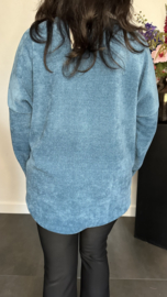 Baby rib sweater met ketting jeans blauw