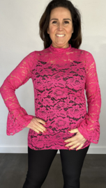 Kanten top Jill fuchsia SALE