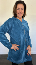 Baby rib vest met rits & capuchon +Size petrol
