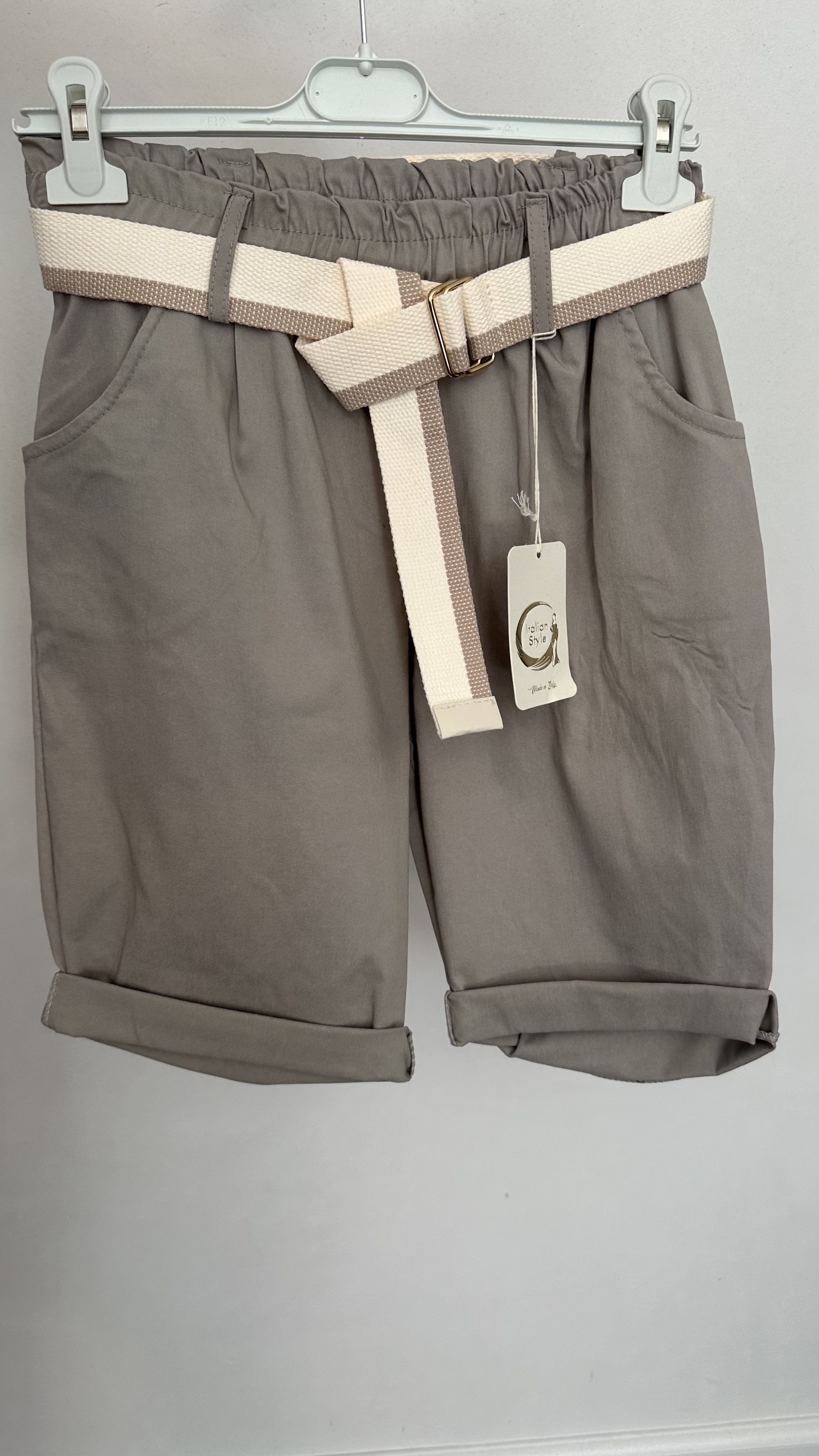 Bermuda stretch broek grijs/taupe