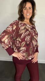 Blouse met boord autumn leaves bordeaux