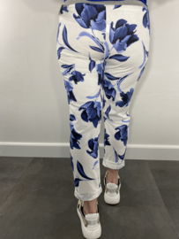 Joggingbroek ecru /blauwe tulp